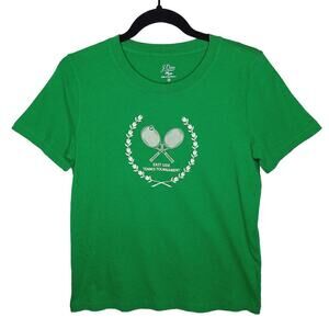 J. Crew Broken-in Jersey Tennis Tournament Relaxed T-shirt XS Kelly Tenniscore